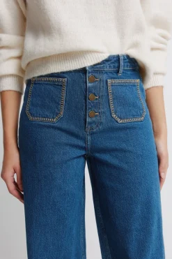Jeans super wide bolsillos plastr&oacute;n