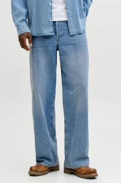 Jeans wide tiro medio algod&oacute;n