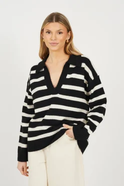 Jersey a rayas con cuello pico