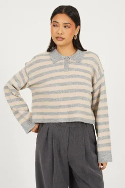 Jersey a rayas con cuello polo