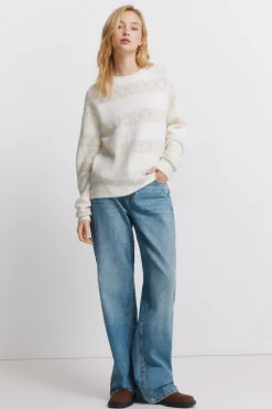 Jersey pointelle rayas lurex