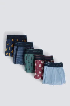 Pack 5 boxers algod&oacute;n estampado