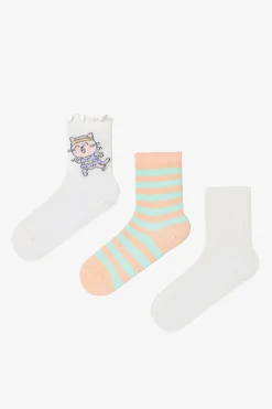 Pack 3 calcetines tobilleros gato rayas