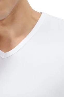 Pack de 2 camisetas de cuello pico de algod&oacute;n el&aacute;stico para hombre