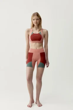 Pantal&oacute;n corto deportivo Darana coral rojo/verde