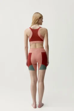 Pantal&oacute;n corto deportivo Darana coral rojo/verde