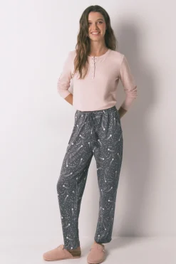 Pantal&oacute;n largo punto c&aacute;lido suave estrellas grises