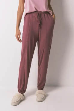 Pantal&oacute;n largo punto suave granate