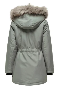 Parka con capucha con pelo