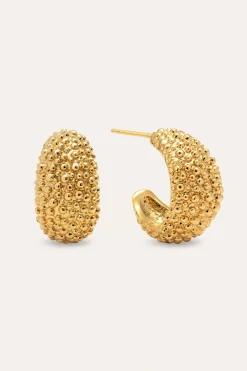 Pendientes Aro Antique Acero Ba&ntilde;o Oro
