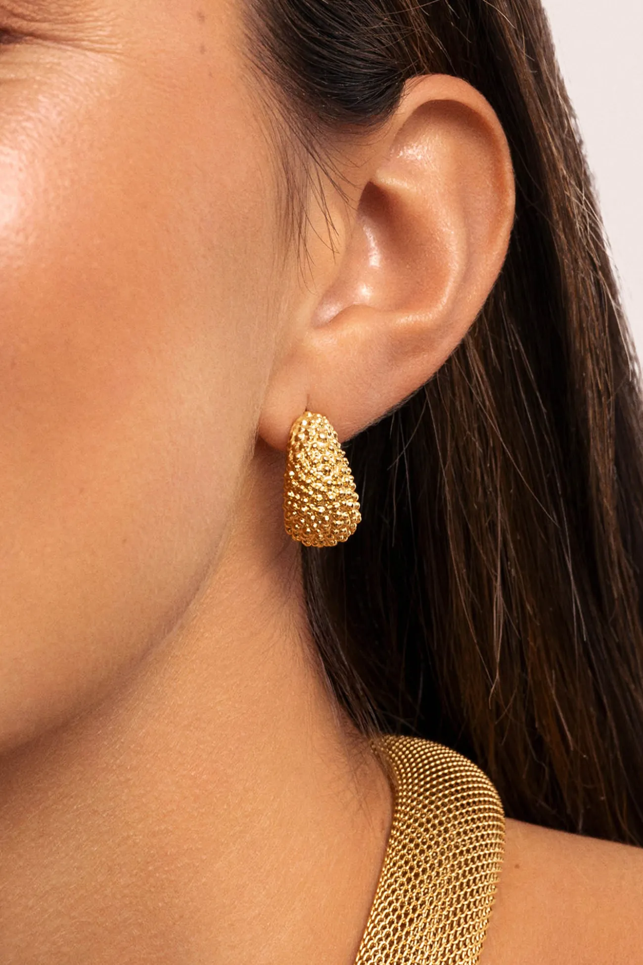 Pendientes Aro Antique Acero Baño Oro