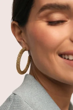 Pendientes Aro Disco Acero Ba&ntilde;o Oro
