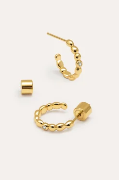 Pendientes Aro Pebble Spark Ba&ntilde;o Oro