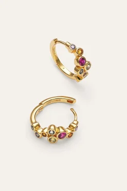 Pendientes Aro Rainbow Bubbles S Ba&ntilde;o Oro