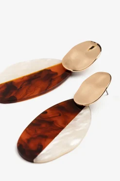 Pendientes con Colgante Oval Bicolor