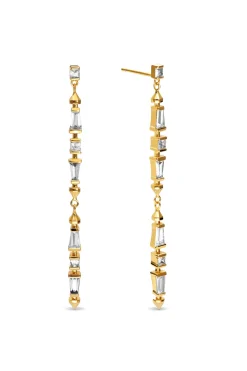 Pendientes Long Iris Ba&ntilde;o Oro