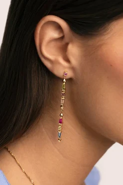 Pendientes Long Iris Colors Baño Oro