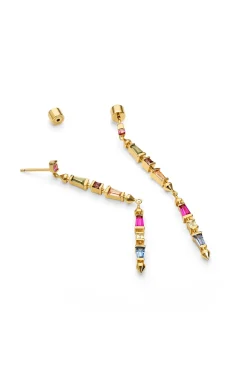 Pendientes Long Iris Colors Ba&ntilde;o Oro