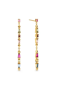 Pendientes Long Iris Colors Ba&ntilde;o Oro
