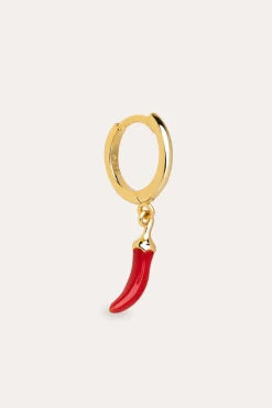 Pendientes Suelto Aro Chili Enamel Ba&ntilde;o Oro