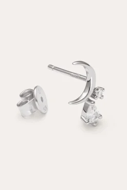 Pendiente Suelto Luna Spark Plata