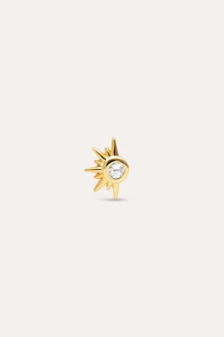 Pendiente Suelto Solar Plata Ba&ntilde;o Oro