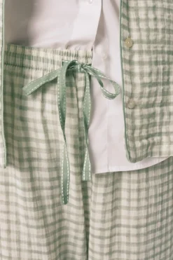 Pijama camisero largo 100% algod&oacute;n estampado cuadros