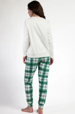 Pijama largo felpa cuadros 100% algod&oacute;n Ski Mickey