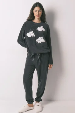 Pijama largo polar gris estampado Moomin