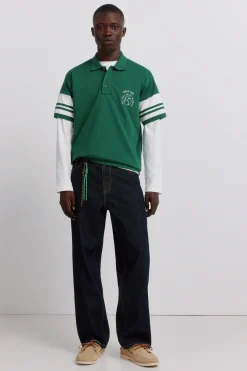 Polo piqu&eacute; mangas bloques contraste regular fit