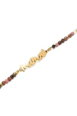 Pulsera Mam&aacute; Heart Tourmaline Acero Ba&ntilde;o Oro