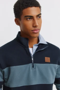 Sudadera cuello camionero bloques color