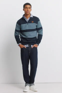 Sudadera cuello camionero bloques color