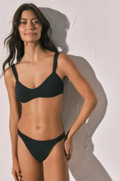 Top bikini negro semi brillante