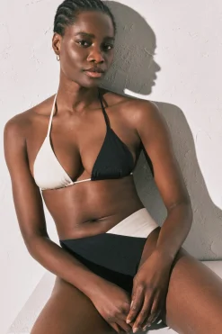 Top bikini triangular color block B&W