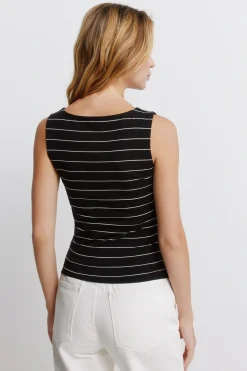 Top sin mangas cuello redondo algod&oacute;n