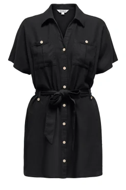 Vestido corto camisero de lino