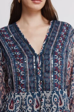 Vestido corto gasa lentejuelas