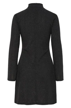 Vestido corto manga larga lurex