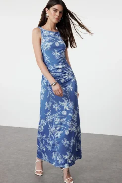 Vestido maxi con fruncido