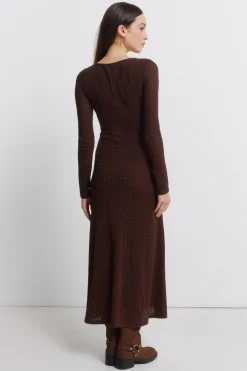 Vestido midi escote abalorio