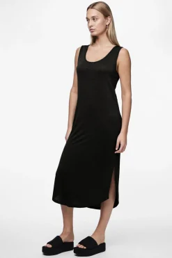 Vestido midi fluido con lurex