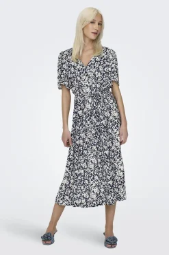 Vestido midi manga corta
