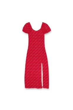Vestido midi manga corta