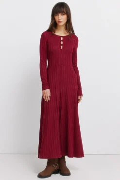 Vestido midi punto rojo
