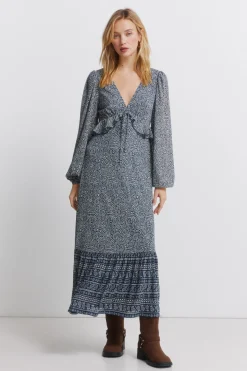 Vestido midi volante cintura
